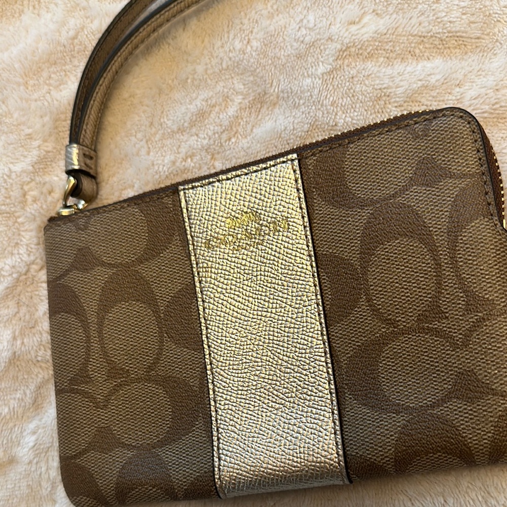 Coach Brown Signature Wristlet